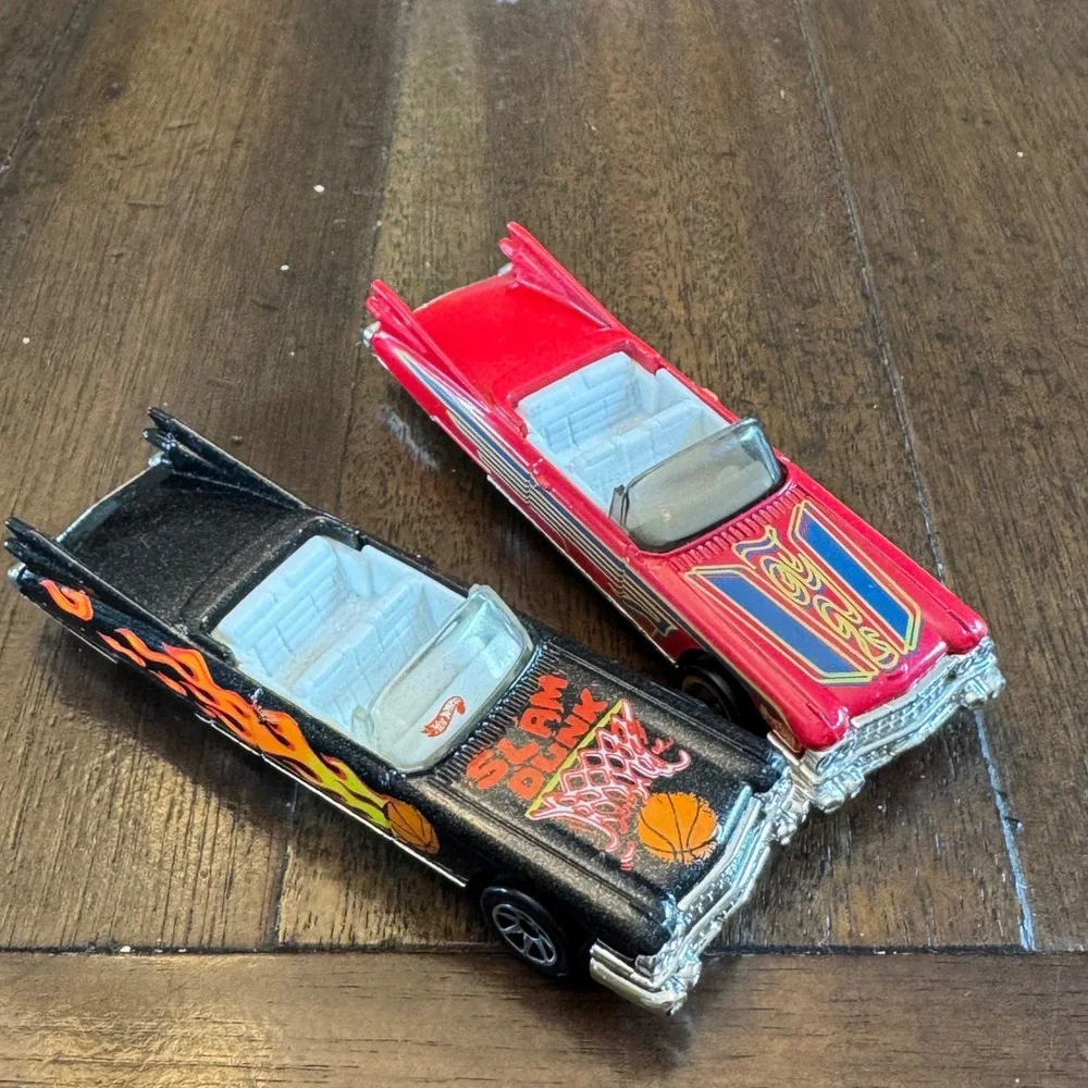 Hot Wheels 63 Cadillac Fleetwood Convertible Lot Red Black Slam Dunk Diecast